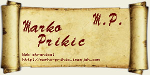 Marko Prikić vizit kartica